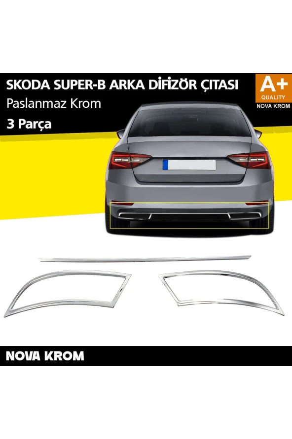 Skoda Superb Krom Egzoz Çıkışı 3 Parça Set 2015-2019 ürün görseli 1