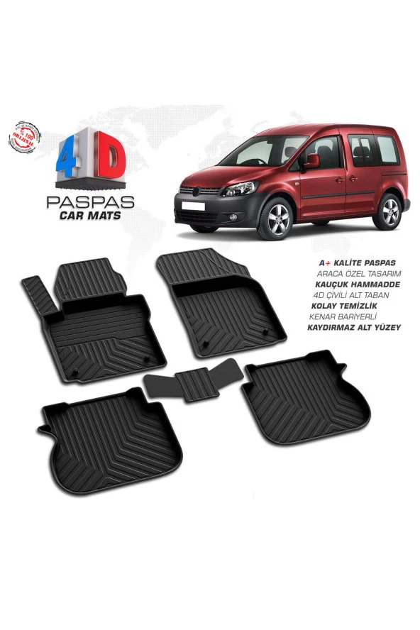VW Caddy 4D Havuzlu Paspas 2004-2019 ürün görseli 1
