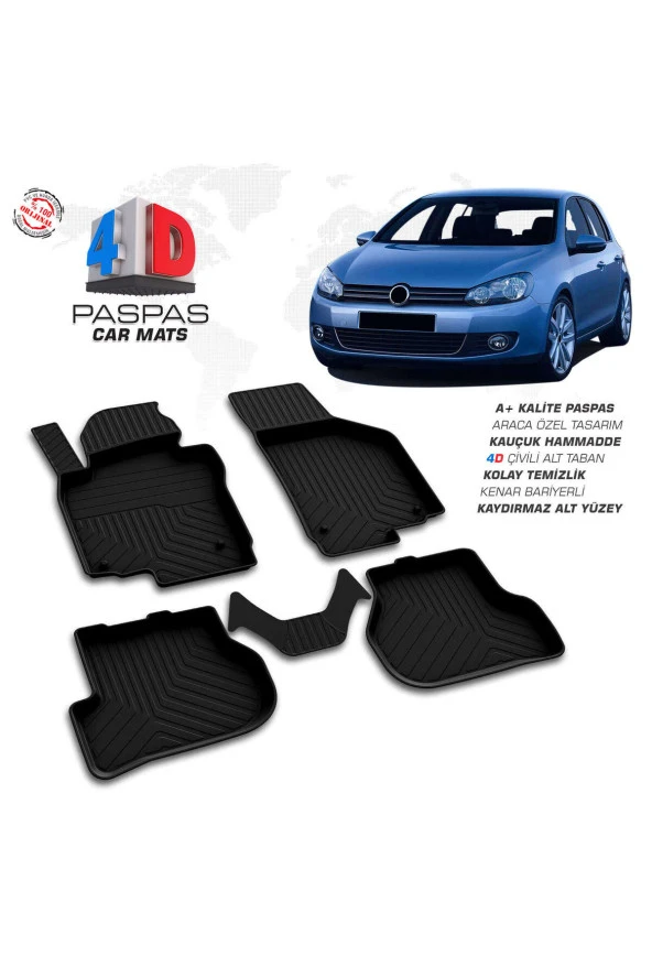 VW Golf 6 4D Havuzlu Paspas 2010-2013 A+Kalite ürün görseli 1