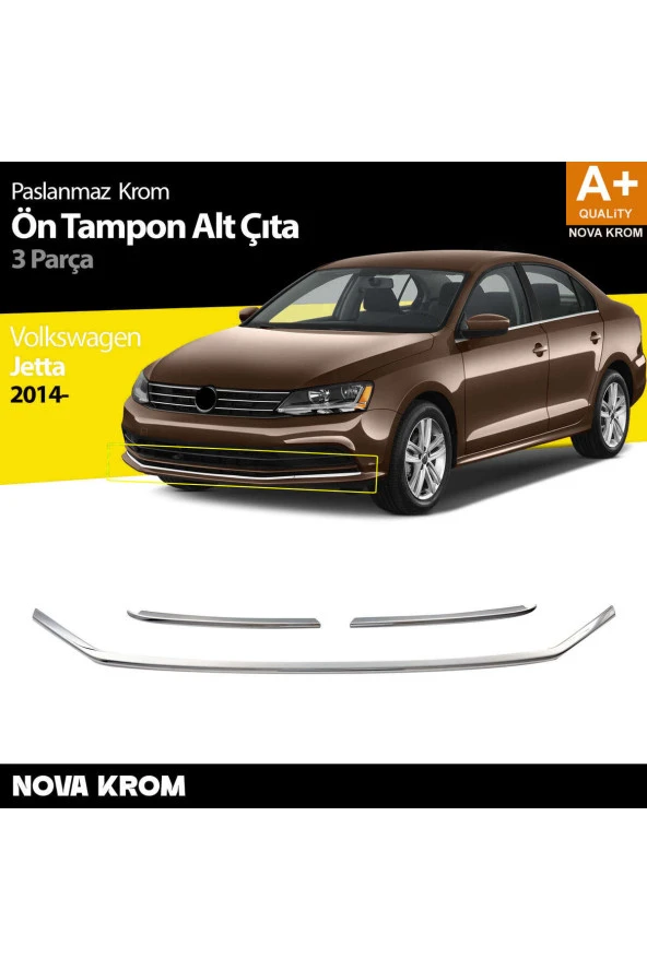 VW Jetta Krom Ön Tampon Çıta 3 Prç. 2014 Üzeri ürün görseli 1