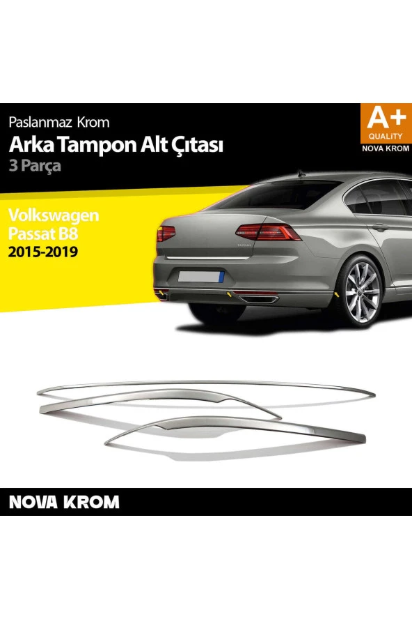 VW Passat B8 Krom Arka Tampon Alt Çıtası 3 Parça 2015 Üzeri ürün görseli 1