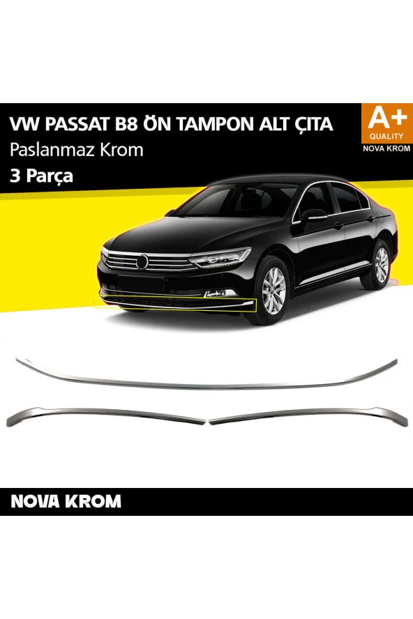 VW Passat B8 Krom Ön Tampon Alt Çıtası 3 Parça 2015-2019 ürün görseli 1