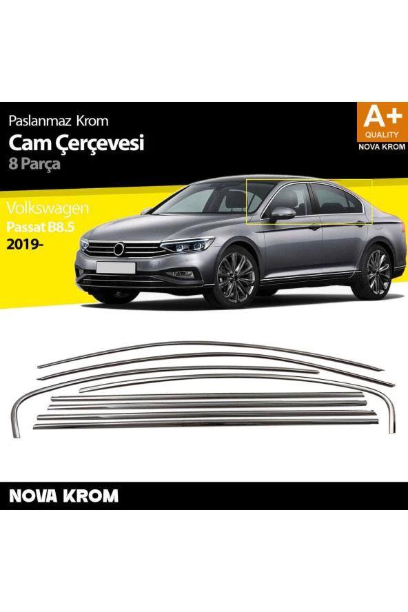 VW Passat B8.5 Krom Cam Çerçeve 8 Parça 2019 ve Üzeri ürün görseli 1