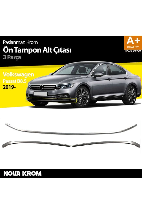 VW Passat B8.5 Krom Ön Tampon Alt Çıtası 3 Parça 2019 ve Üzeri ürün görseli 1