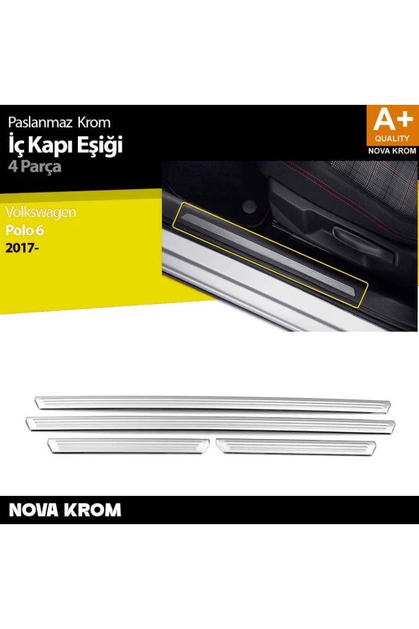 VW Polo 6 HB Krom İç Kapı Eşiği 4 Prç. 2017 Üzeri ürün görseli 1