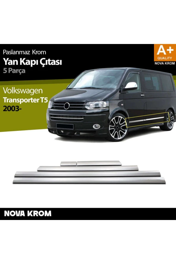 VW T5 Transporter Krom Yan Kapı Çıtası 5 Prç 2003-2010 (K.Ş) ürün görseli 1