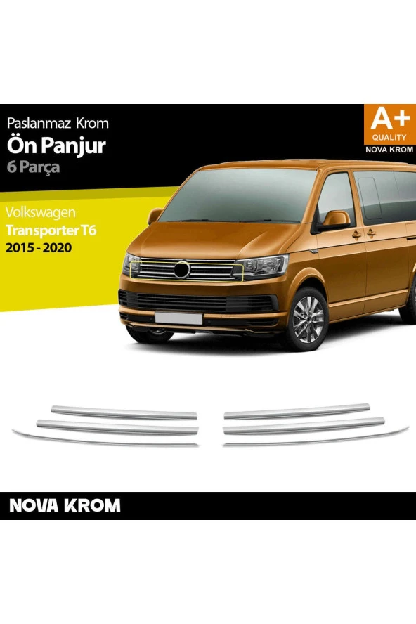 VW T6 Transporter Krom Ön Panjur 6 Prç. 2015-2020 ürün görseli 1