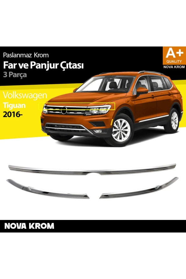 VW Tiguan Krom Far Üst Çıtası 3 Prç. 2016-2020 ürün görseli 1
