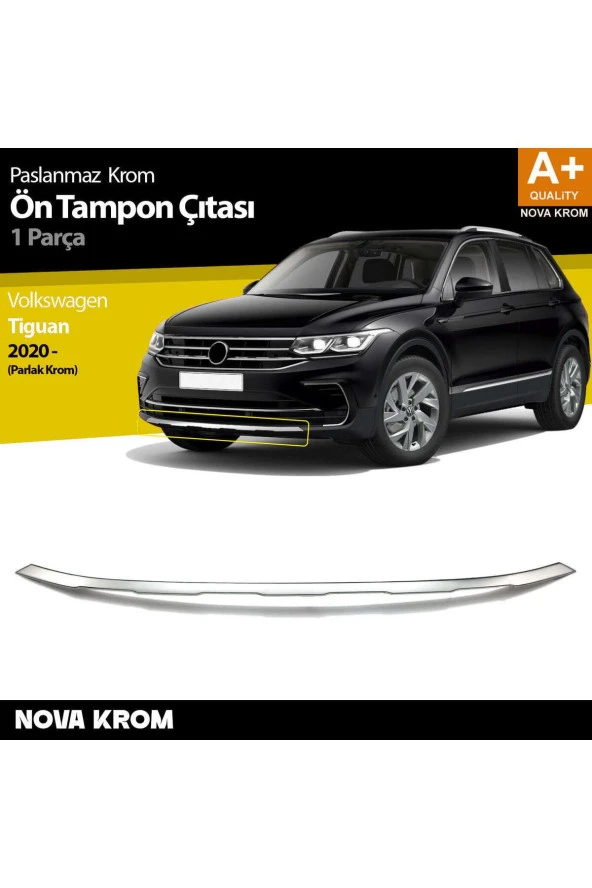 VW Tiguan Krom Ön Tampon Çıtası 2020 Üzeri (Parlak Krom) ürün görseli 1