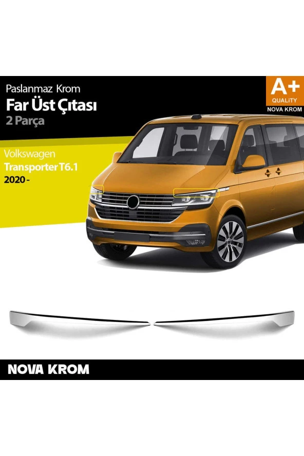 VW Transporter T6.1 Krom Far Üst Çıtası 2 Prç. 2020 Üzeri ürün görseli 1