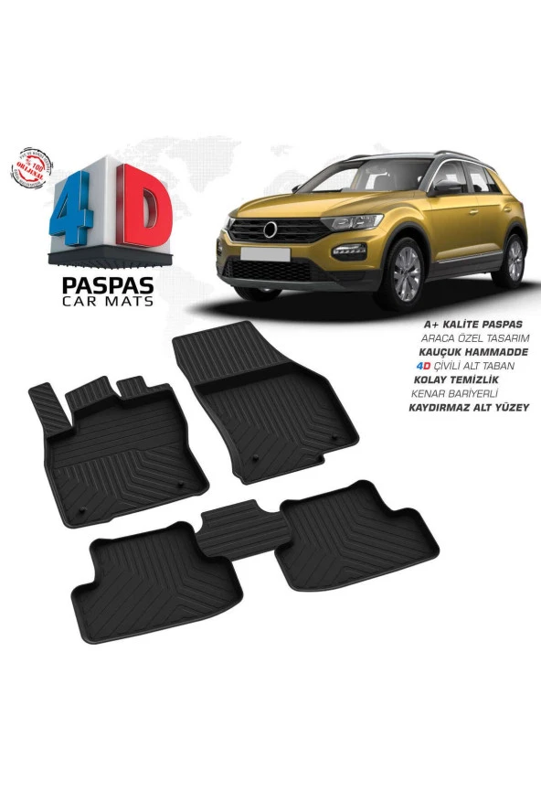 VW T-Roc 4D Havuzlu Havuzlu Paspas 2019 Üzeri A+Kalite ürün görseli 1