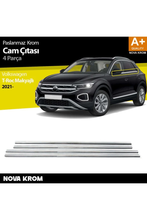 VW T-Roc Krom Cam Çıtası 4 Prç. 2019-2021 ürün görseli 1