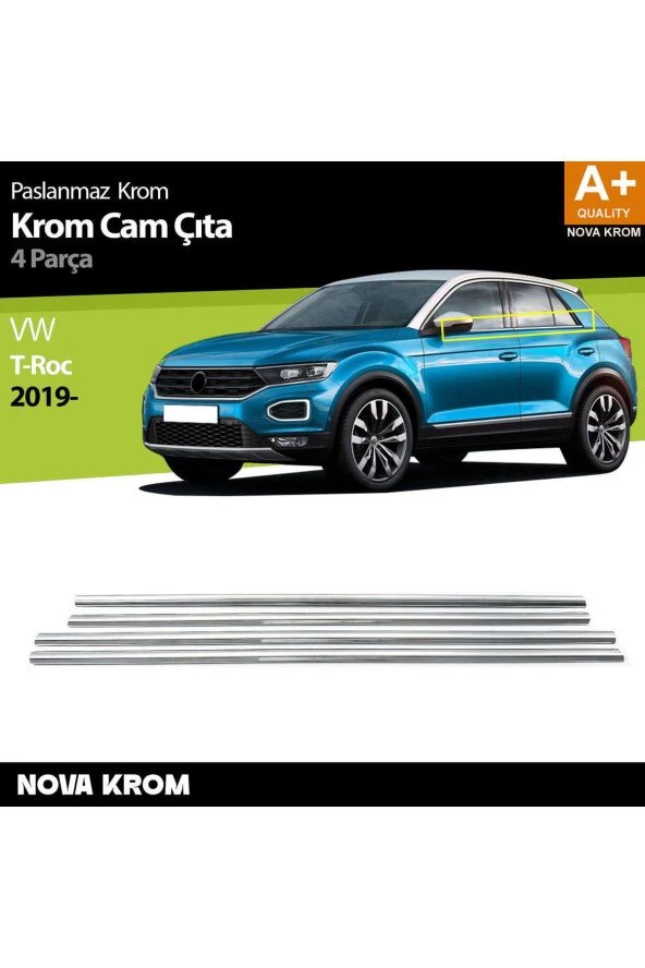 VW T-Roc Makyajlı Krom Cam Çıtası 4 Prç. 2021 Üzeri ürün görseli 1