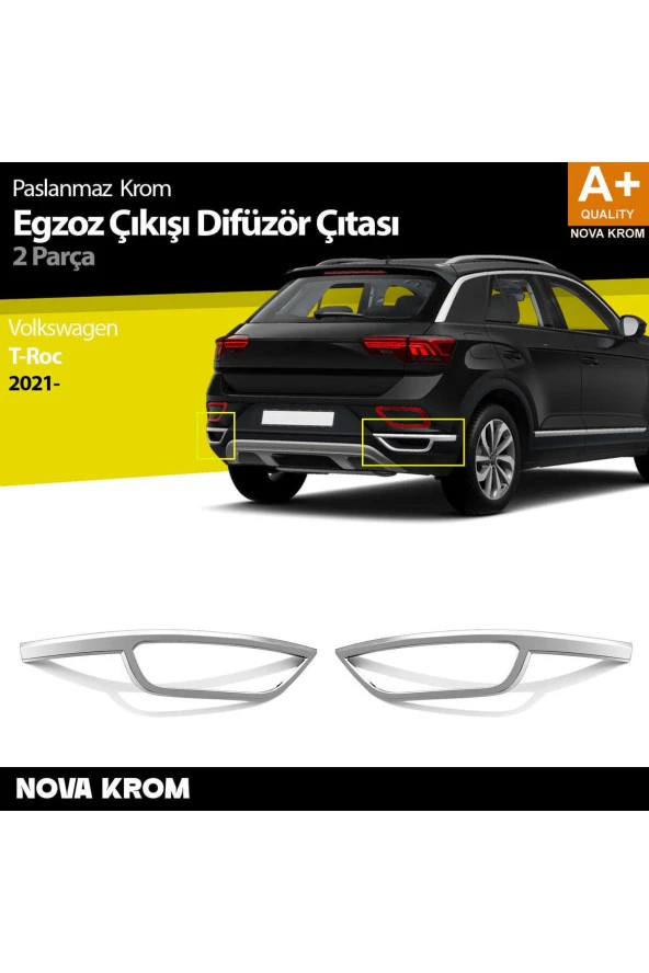 VW T-Roc Makyajlı Krom Egzoz Görünümü Difüzör 2 Prç. 2021 Üzeri ürün görseli 1