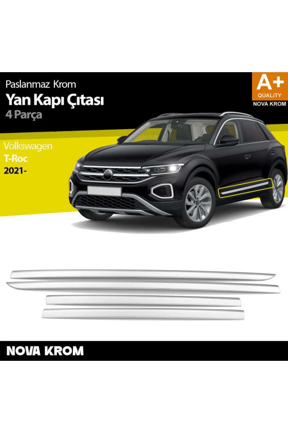 VW T-Roc Makyajlı Krom Kapı Yan Çıtası 4 Prç. 2021 Üzeri ürün görseli 1