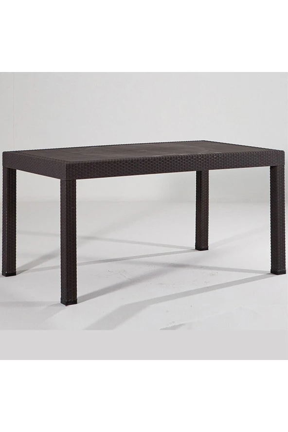 Almina Rattan Masa 70X100Cm Bahçe Balkon Ve Teras Masası Koyu Kahverengi ürün görseli 1