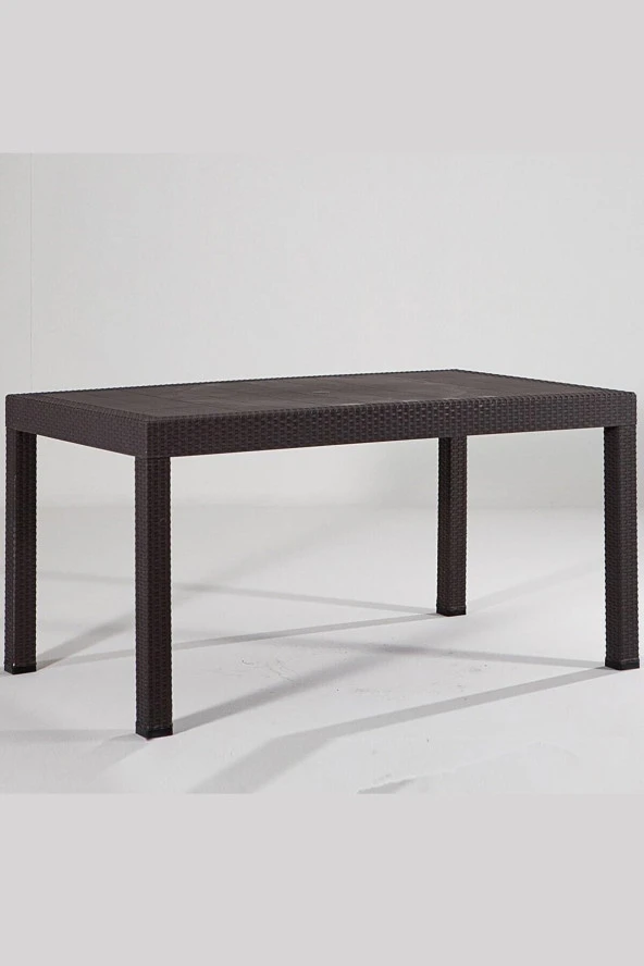 Almina Rattan Masa 70X100Cm Bahçe Balkon Ve Teras Masası Koyu Kahverengi ürün görseli 1