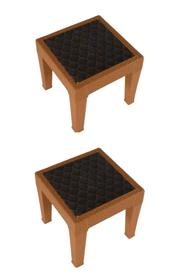 Almina Almina Rattan Sehpa 45x45 Cm Kamp Masa Sehpa Ve Piknik Seti Taba Renk 2 Adet ürün görseli 1