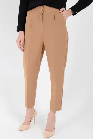 Fermuarlı Cep Detaylı Kalem Pantolon 0201 Taba ürün görseli 1