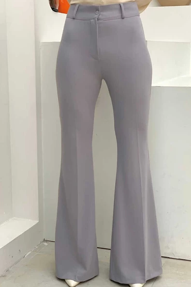 Bel Fermuarlı İspanyolpaça Pantolon 0231 Gri ürün görseli 1