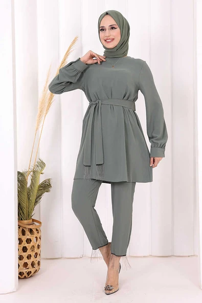 Püskül Detaylı Tunikli Pantolon İkili Takım 8424 Mint ürün görseli 1