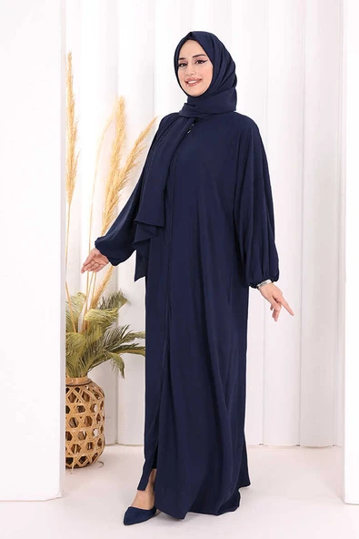 Şallı Namaz Elbisesi 3857 Lacivert - Resim 3