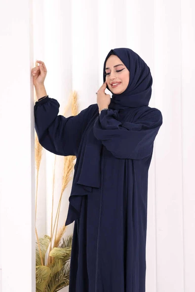 Şallı Namaz Elbisesi 3857 Lacivert - Resim 5