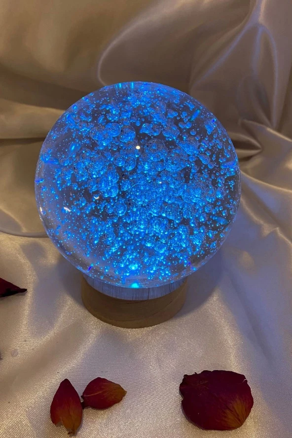 3D Led Işık Cam Küre Çok Işıklı Ahşap Hava Kabarcığı Büyük Boy 10 cm ürün görseli 1