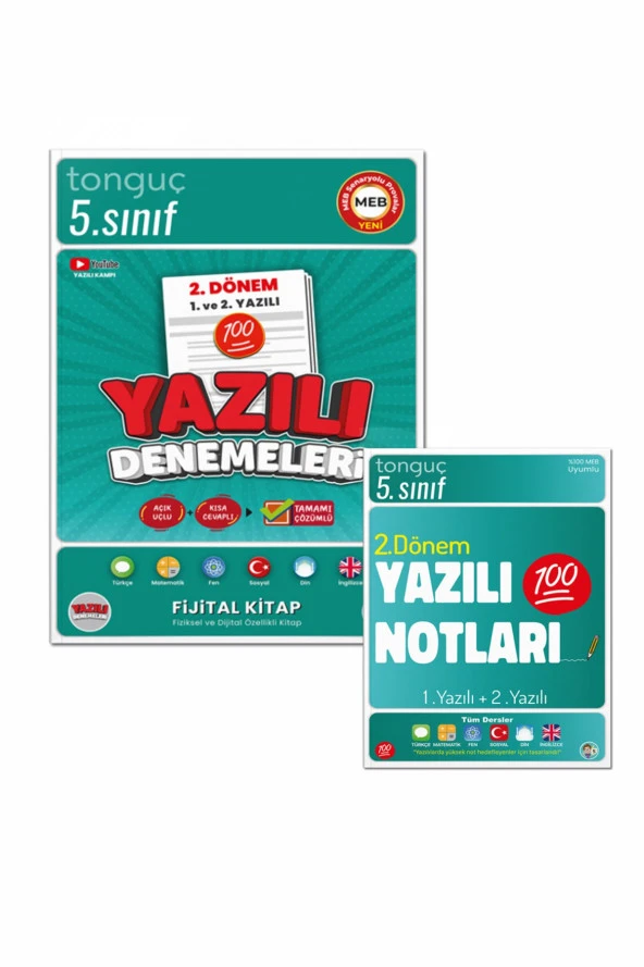 5. Sınıf Yazılı Notları ve Denemeleri 2. Dönem 1 ve 2. Yazılı 2 KİTAP - Tonguç Yayınları ürün görseli 1