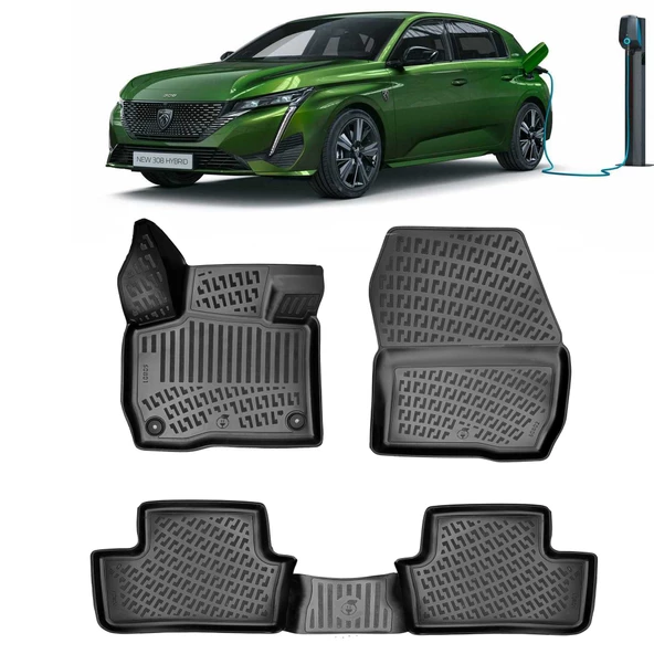 Rizline Peugeot 308 2022+ Elektrikli 3D Havuzlu Paspas Siyah ürün görseli 1