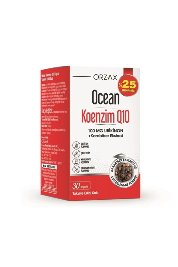 Ocean Koenzim Q10 + Karabiber Ekstresi 30 Kapsül - %25 8697595871485 ürün görseli 1