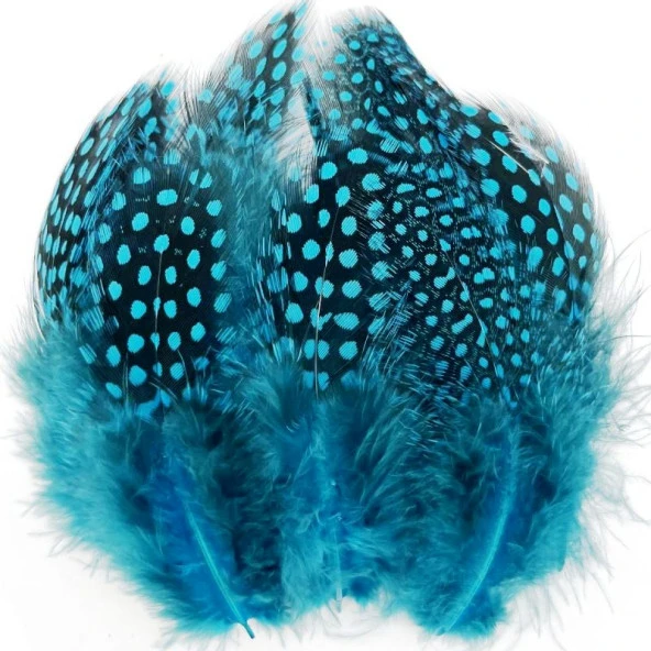 100 PCS DECOR BLUE BIRD FEATHER 100 ADET PUANTİYELİ MAVİ SİYAH KUŞ TÜYÜ DEKOR MAVİ KUŞ TÜYÜ ürün görseli 1