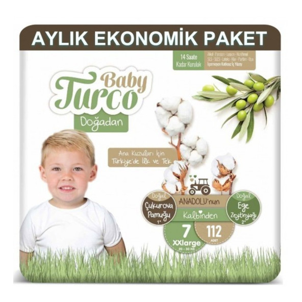 Baby Turco Doğadan 7 Beden XX Large 112'li Bebek Bezi ürün görseli 1