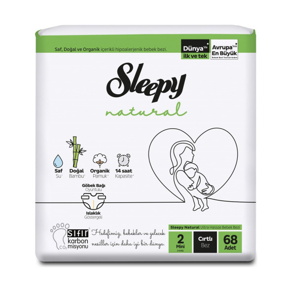 Sleepy Natural 2 Numara Mini 68'Li Bebek Bezi ürün görseli 1