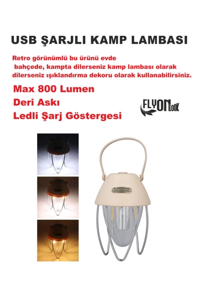 USB ŞARJLI KAMP LAMBASI ŞARJ GÖSTERGELİ EVİNİZDE BAHÇENİZDE  DEKOR VE AYDINLATMA FENER SU GEÇİRMEZ ürün görseli 1