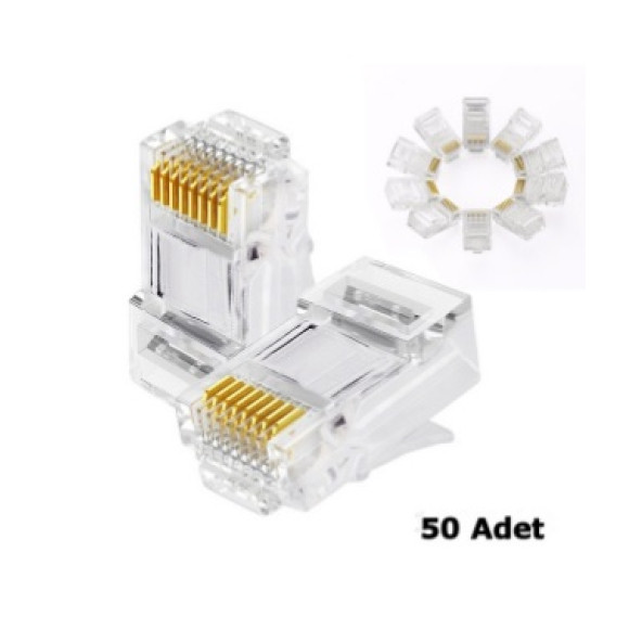 50 Adet  Rj45 Konnektör Network Cat5 Cat6 Jak Jack Ethernet Uç ürün görseli 1