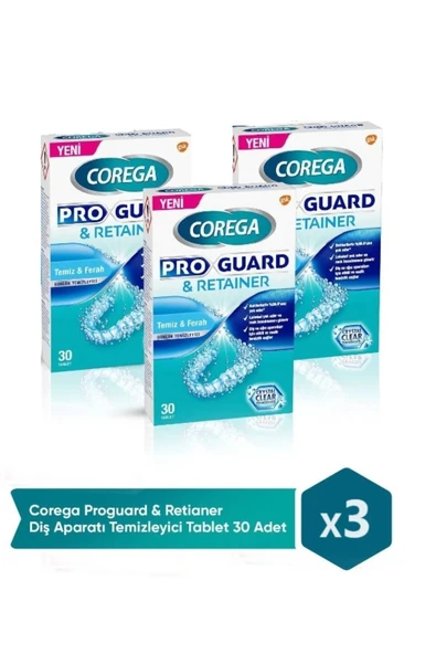 3 Kutu Proguard  Retainer Diş Apartı Temizleyici Tablet 30'lu ürün görseli 1