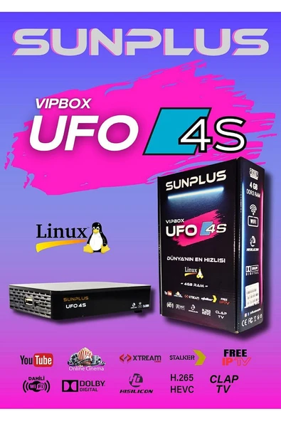 Vıpbox Ufo 4S Uydu Alıcısı SunPlus ürün görseli 1
