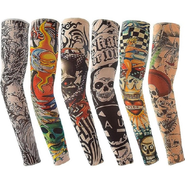 Giyilebilir Dövme 6 Çift 12 Adet Karma Kol Çorap Dövmesi Seti Sleeve tattoo ürün görseli 1