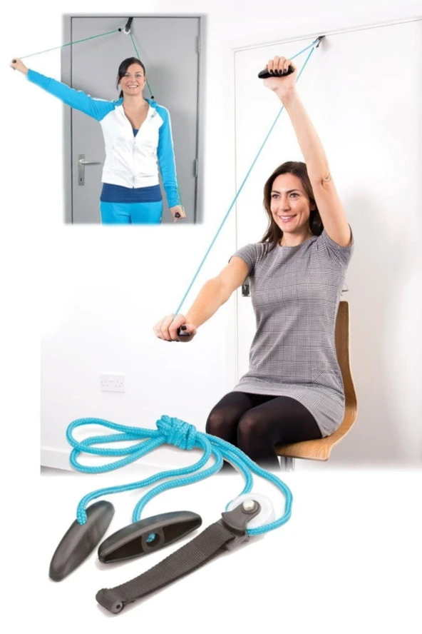 Omuz Makarası Eklem Açısı Fizik Tedavi Direnç Lastiği Pratik Egzersiz Ipi Pilates El Destekli Makara ürün görseli 1