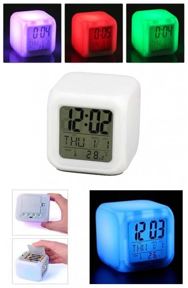 Renk Değiştiren Dijital Alarm Küp Saat ürün görseli 1