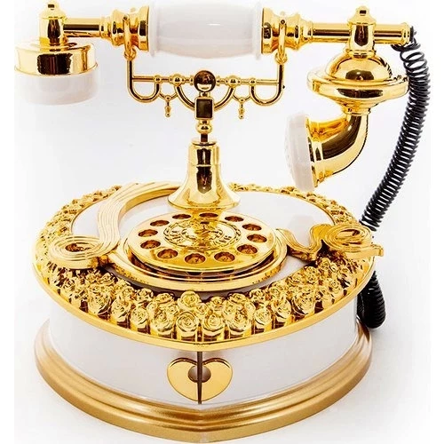 Nostaljik Polyester Telefon Müzik ve Takı Mücevher Kutusu (beyaz) ürün görseli 1