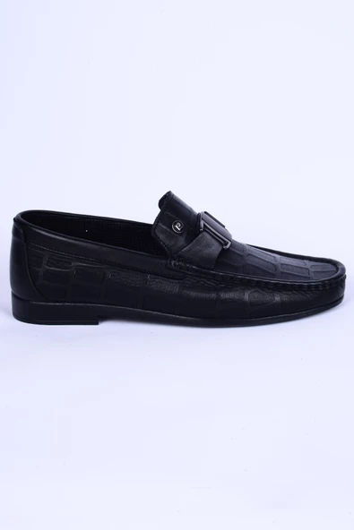 Pierre Cardin 25104 Loafer Deri Önü Tokalı Desenli Siyah Günlük Erkek Ayakkabı ürün görseli 1