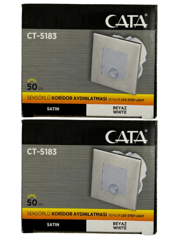 Cata CT-5183 1,5W 6400K (Beyaz Işık) Sensörlü Koridor Aydınlatması (2 Adet) ürün görseli 1