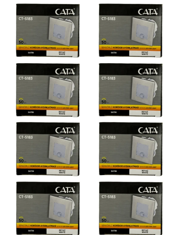 Cata CT-5183 1,5W 6400K (Beyaz Işık) Sensörlü Koridor Aydınlatması (8 Adet) ürün görseli 1