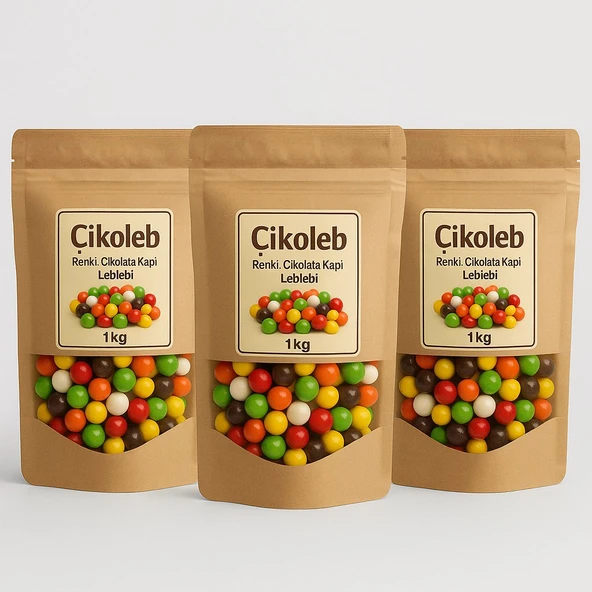 Çikoleb 3 X 1 kg Renkli Çikolata Kaplı Leblebi ürün görseli 1