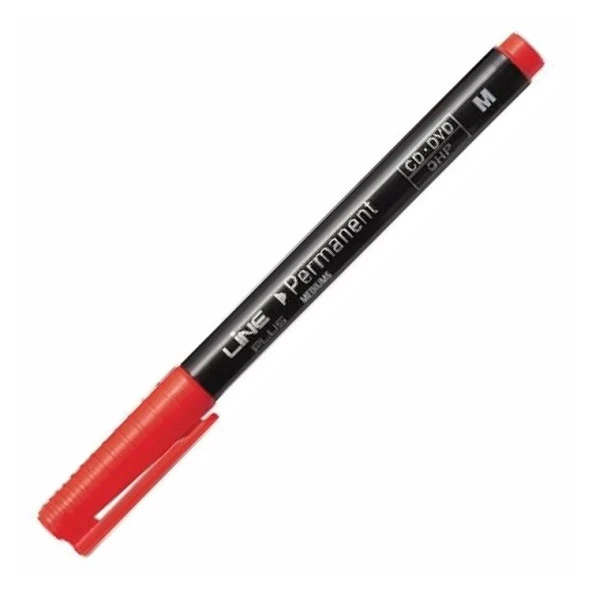 Lineplus Permanent OHP Marker Kırmızı M Uç Asetat Kalemi ürün görseli 1