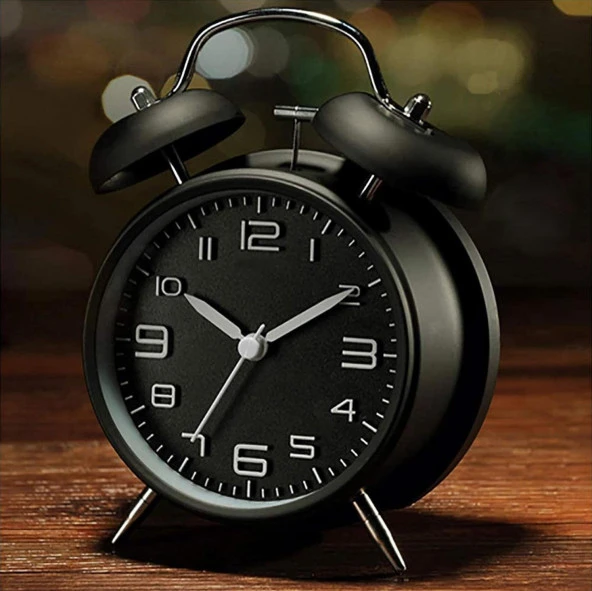 Valkyrie Sessiz Akar Saniyeli 16cm Alarm Masa Çalar Saat Yüksek Zil Sesi Büyük Boy Siyah ürün görseli 1