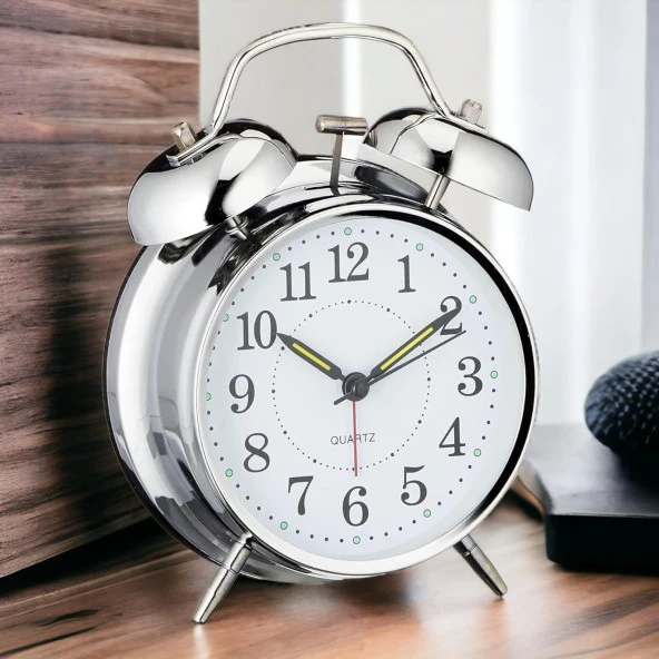 Valkyrie Akar Saniyeli Nostaljik Büyük Boy Masa Çalar Saat Yüksek Alarm sesi 16,5cm Hediyelik Işıklı Parlak Akrep Yelkovan ürün görseli 1