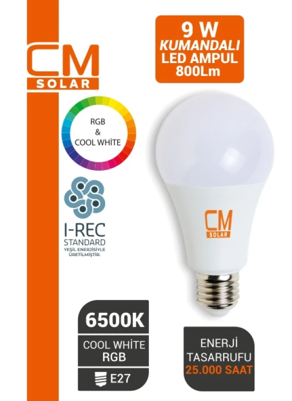 CMSOLAR 9W E27 DUY BEYAZ+RGB LED AMPUL ürün görseli 1